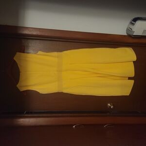 New York & Company Yellow Sleeveless Midi Sundress